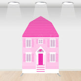 Lofaris Hot Pink Princess House Barn Door Arch Party Backdrop